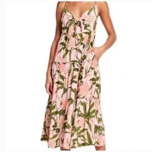 Agua Bendita Dress Womens 1X Midi Floral Target Peony Botanica Print Tie Front